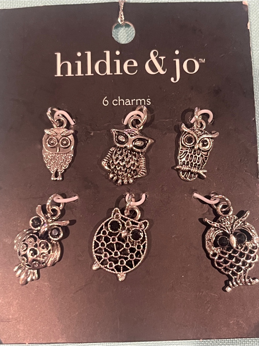 ♥️hildie & jo Silver Owl Charm Necklace Set - Silver Charms (6 Pack)